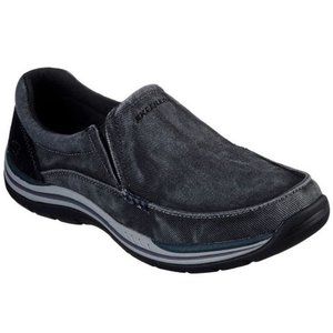 SKECHERS Men's Memory Foam Relaxed Fit Slip On Loafers, Black Size 9 Med Width